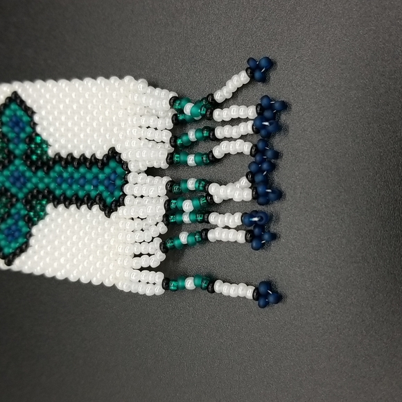 Handmade Beaded Cross Medicine Pouch Necklace - Picture 4 of 10